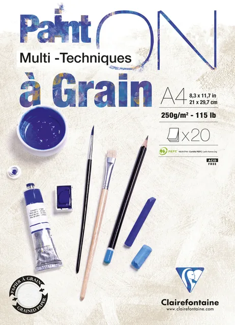 Tekenblk Clairefontaine Paint A4 korrel 20v 250gr