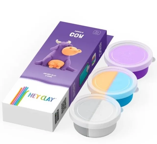 Klei Hey Clay koe set 3 delen