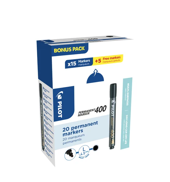 Permanent marker PILOT 400 schuin B zwart 15+5 gra