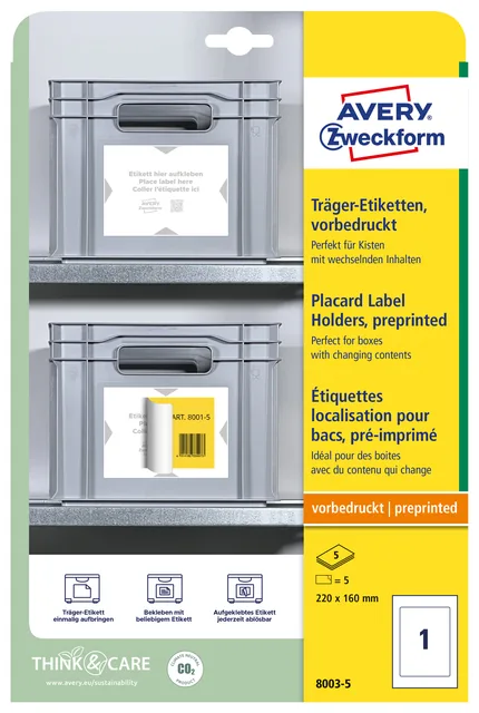 Positioneeretiket Avery 8003 220x160 bedrukt 5st