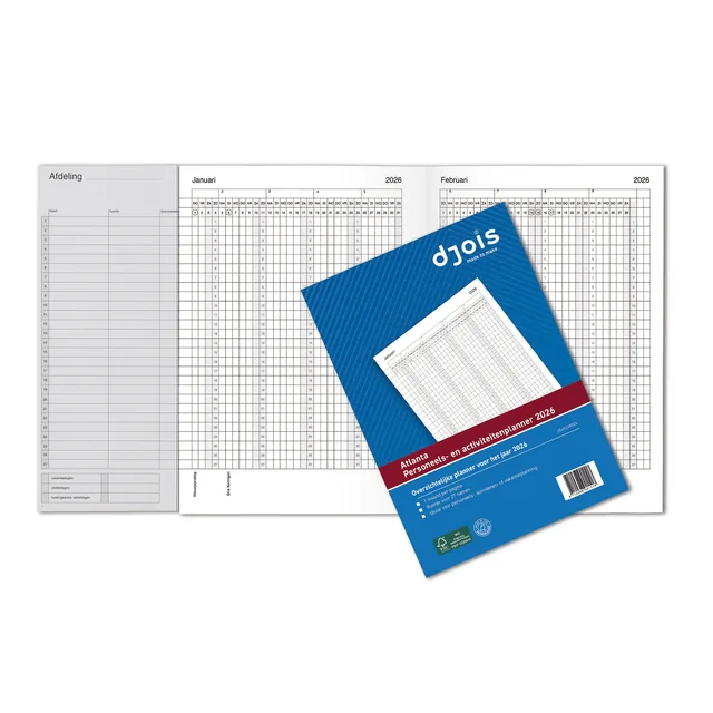 Jaarplanner 2026 Djois personeel- en activiteiten