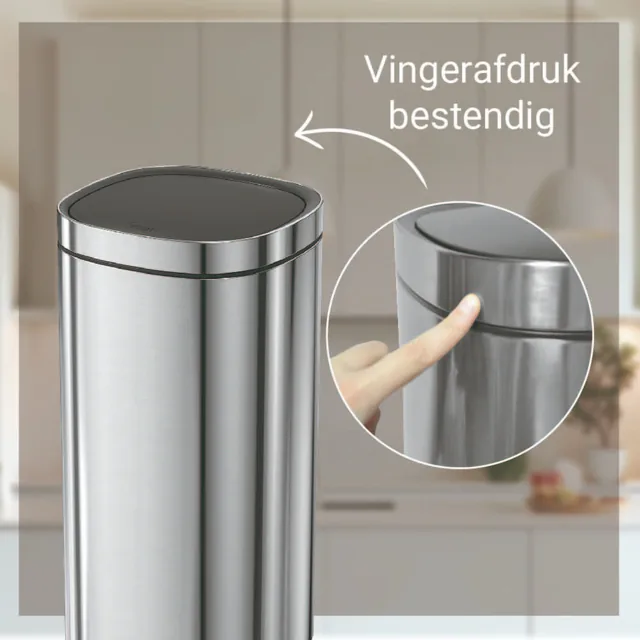 Afvalbak Desq Touch 50 liter RVS zilver