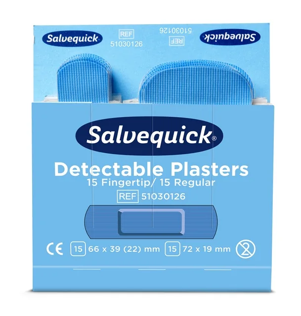 Pleisters Salvequick blauw detectabel mix 6x30st