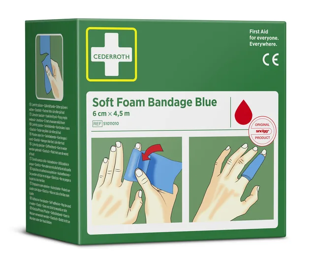 Bandage Cederroth Soft Foam blauw 6cmx4.5m
