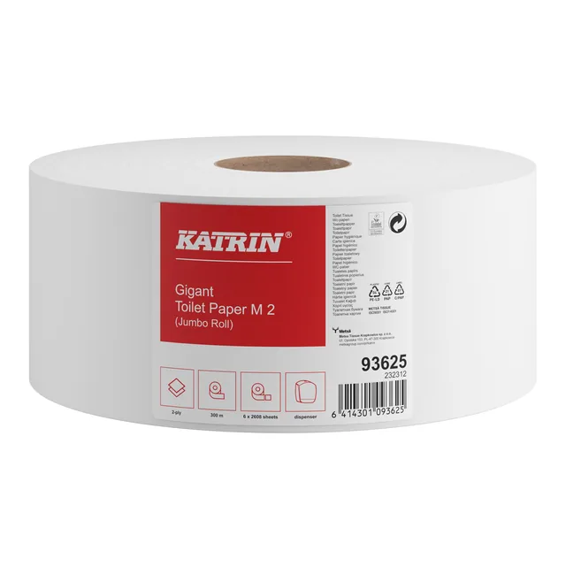 Toiletpapier Katrin Gigant M 2laags 300m wit