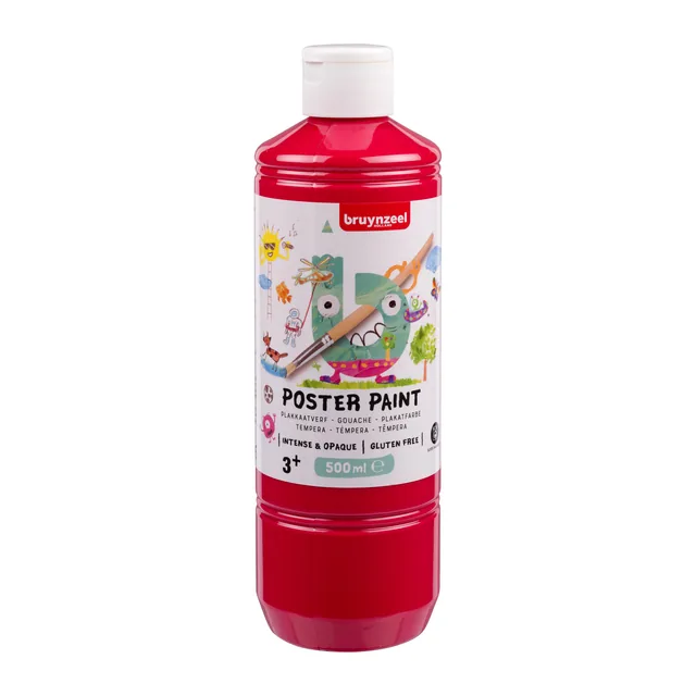 Plakkaatverf Bruynzeel fles 500ml primair rood