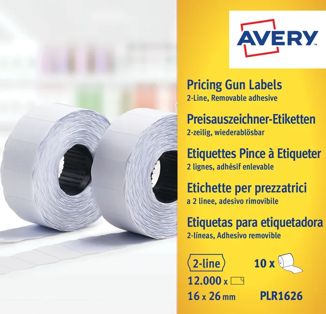 Prijsetiket Avery PLR1626 16x26mm afneembaar wit