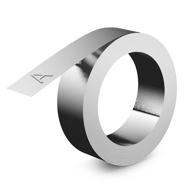 Relieftape Dymo zelfklevend aluminium 12mm zilver
