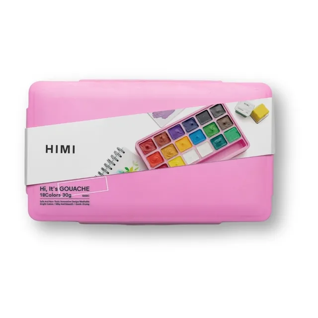 Gouache HIMI 18 kleuren 30gr box roze