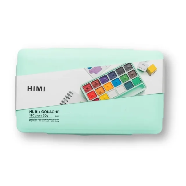 Gouache HIMI 18 kleuren 30gr box groen