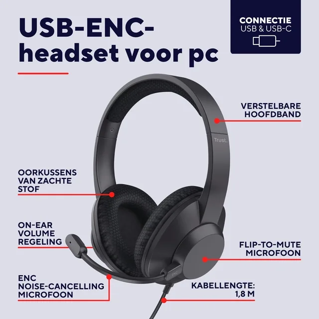 Headset Trust Ayda Max USB-ENC