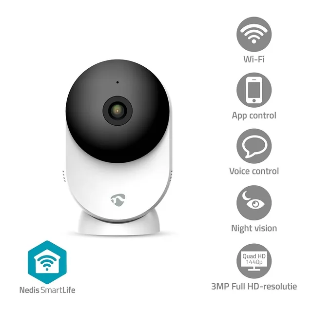 Beveiligingscamera Nedis Wifi indoor wit