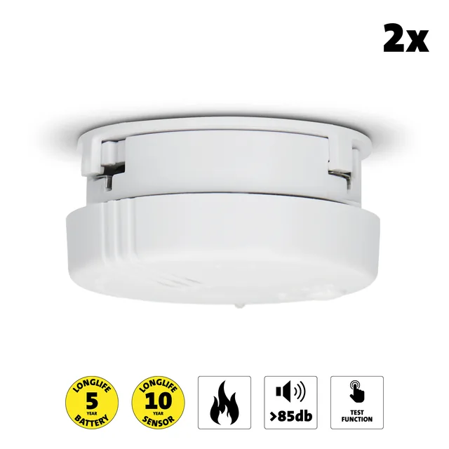 Rookmelder Alecto mini 2 stuks met 5 jaarbat wit