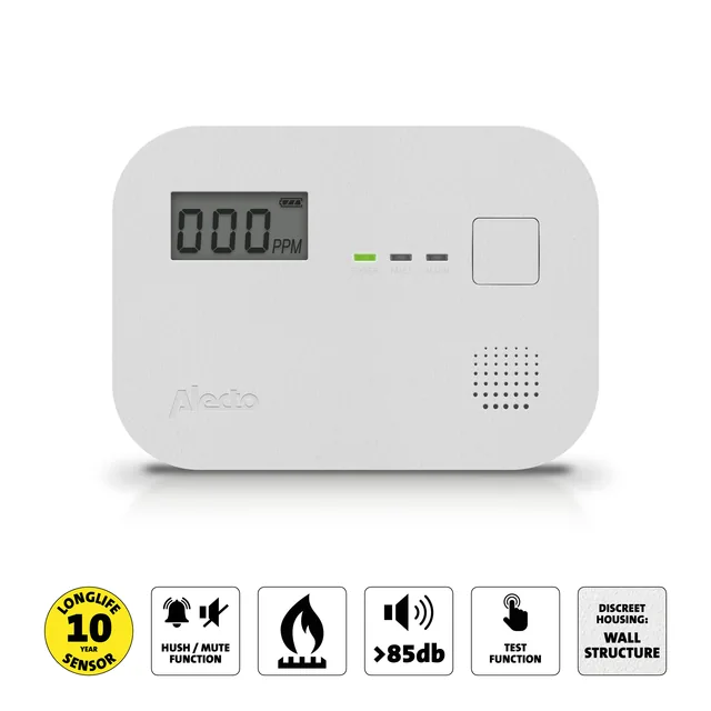 Koolmonoxidemelder Alecto 10 jaar sensor wit