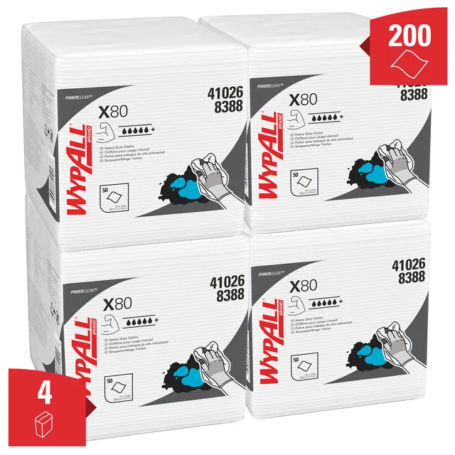 Poetsdoek WypAll X80 PowerClean 305x317mm wit
