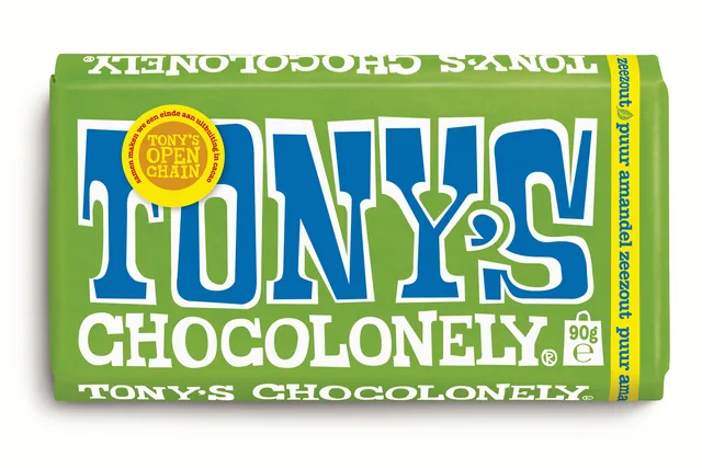 Chocolade Tony Chocolonely puur amandel zee 90gr