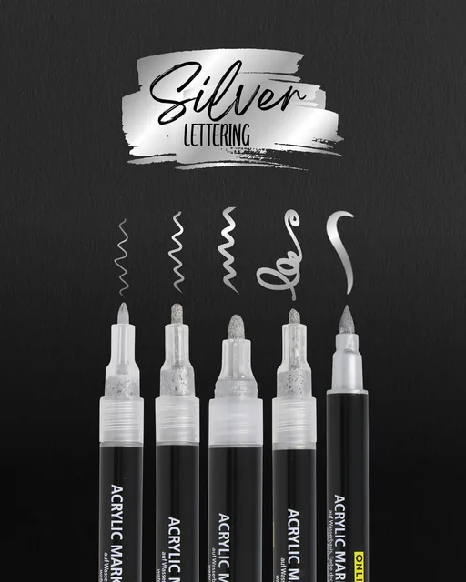 Acrylmarker Online lettering 5 breedtes zilver