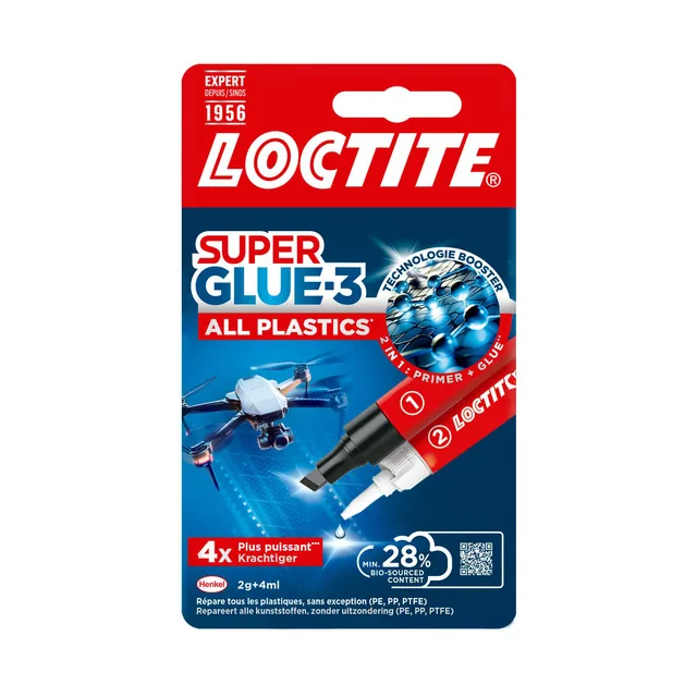 Secondenlijm Loctite All Plastic 2complijm 2gr+4ml