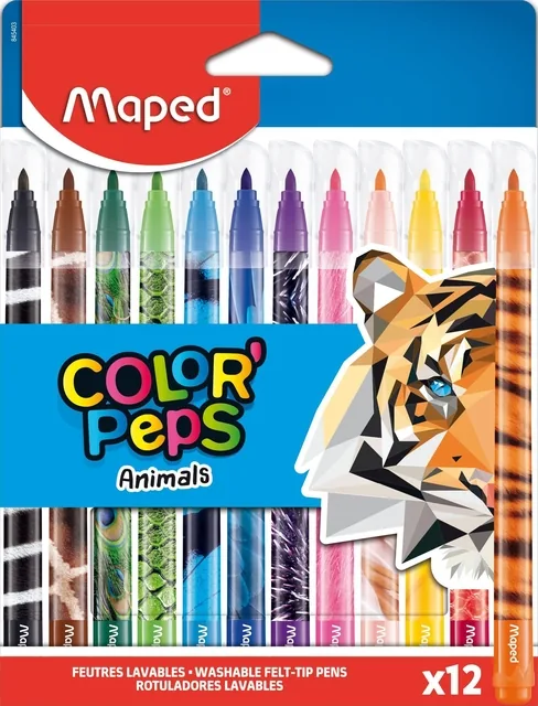 Viltstift Maped ColorPeps Animals set 12 kleuren