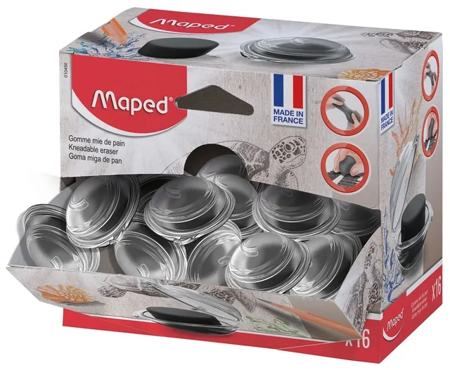 Kneedgum Maped display 16 stuks zwart