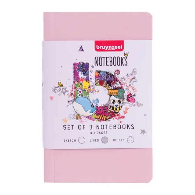 Notitieboek Bruynzeel Teens A6 set 3st glitter
