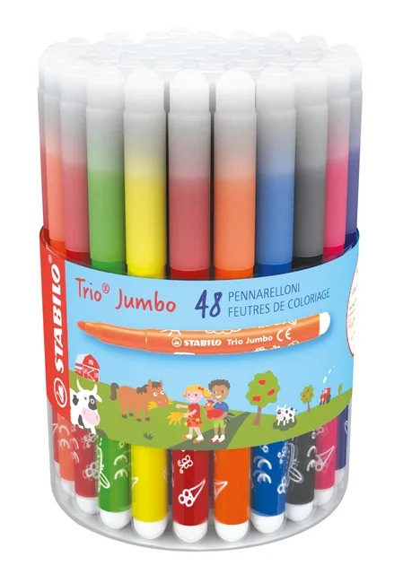 Viltstift STABILO Trio Jumbo 380 48st assorti