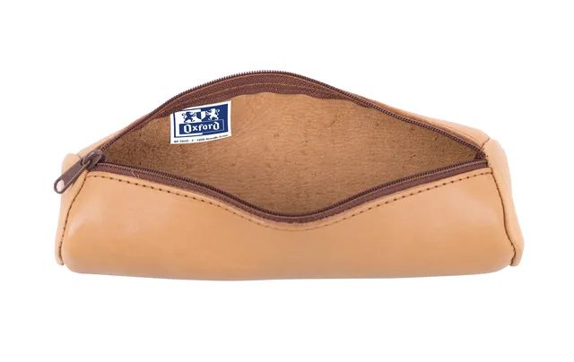 Pennenetui Oxford 22x6cm leer rond naturel