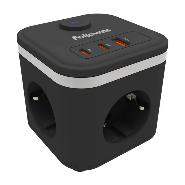 Stekkerblok Fellowes PCF 3v 1xUSB A 2xC 2m zwart