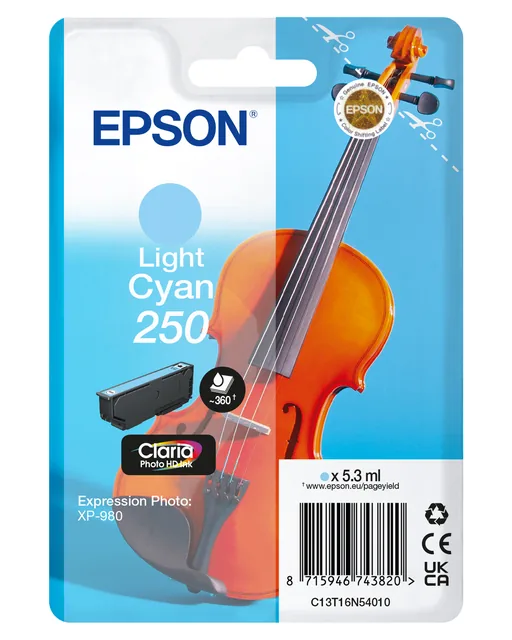 Inktcartridge Epson 250 T16N54 licht blauw