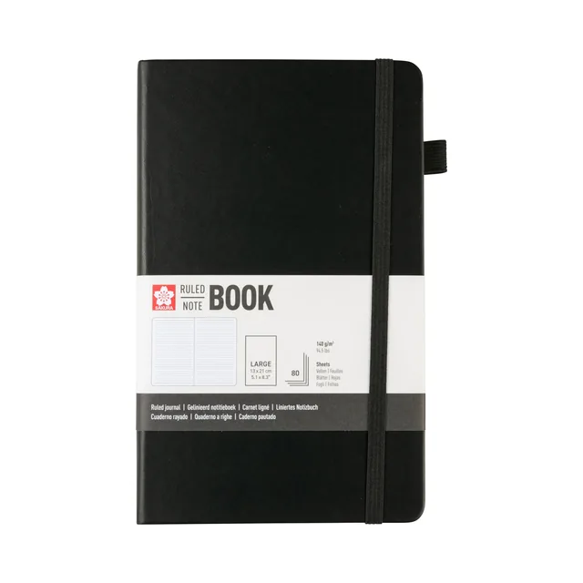 Notitieboek Sakura large lijn zwart