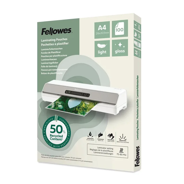 Lamineerhoes Fellowes A4 light gerecycled glans
