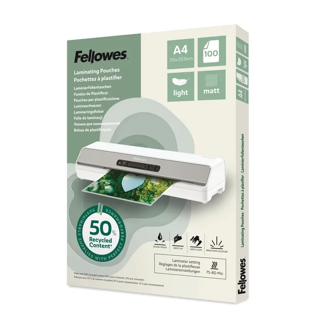 Lamineerhoes Fellowes A4 light gerecycled mat