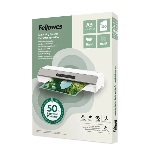 Lamineerhoes Fellowes A3 light gerecycled mat