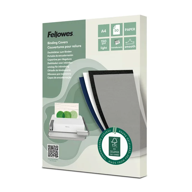 Voorblad Fellowes A4 FSC translucent papier 150gr
