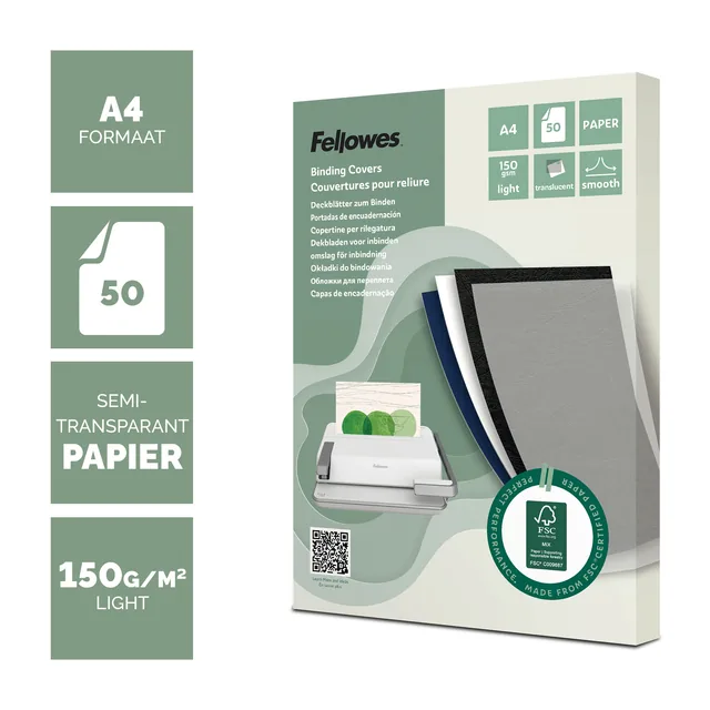Voorblad Fellowes A4 FSC translucent papier 150gr