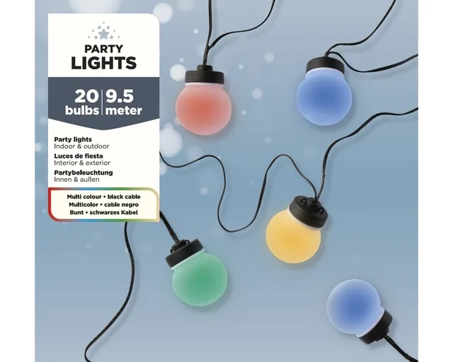 Partylight Lumineo led 20 bollen 950cm assorti