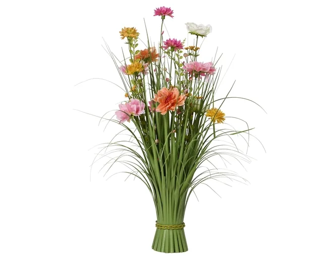 Kunstgras Everlands met bloemen 70cm roze