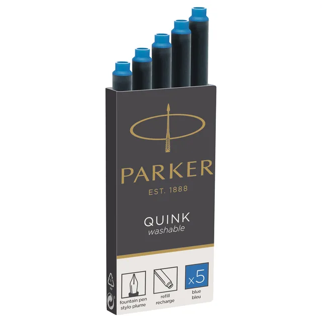 Inktpatroon Parker Quink uitwasbaar blauw 5 stuks