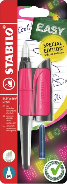 Vulpen STABILO Easybuddy M neon roze blister à 1st