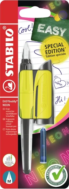 Vulpen STABILO Easybuddy M neon geel blister à 1st