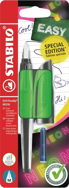 Vulpen STABILO Easybuddy M neon groen blister à 1x