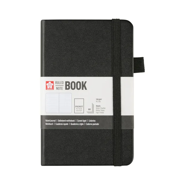 Notitieboek Sakura pocket lijn zwart