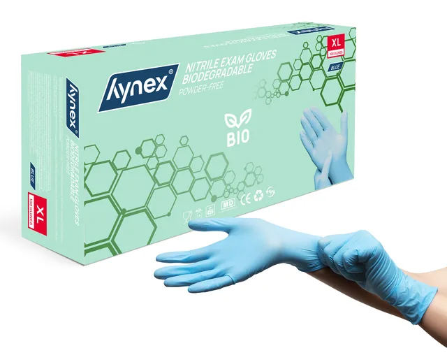 Handschoen Hynex nitril Bio XL blauw 3.5gr 100st