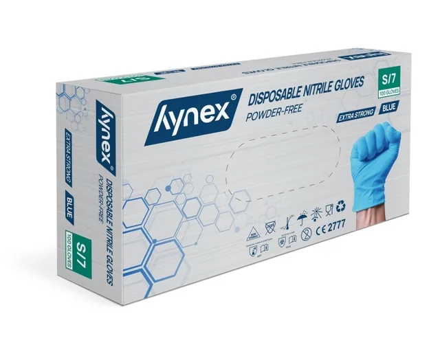 Handschoen Hynex nitril S blauw 5gr 100 stuks
