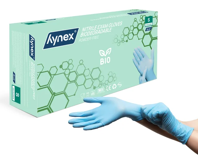 Handschoen Hynex nitril Bio S blauw 3.5gr 100st