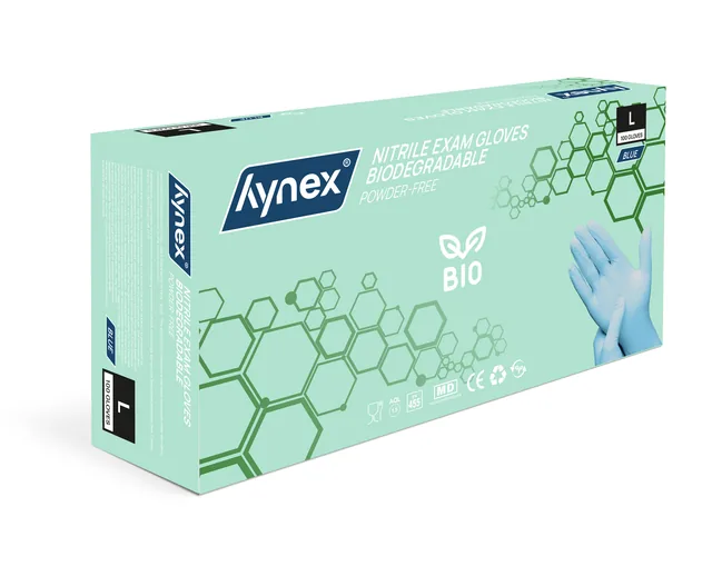 Handschoen Hynex nitril Bio L blauw 3.5gr 100st
