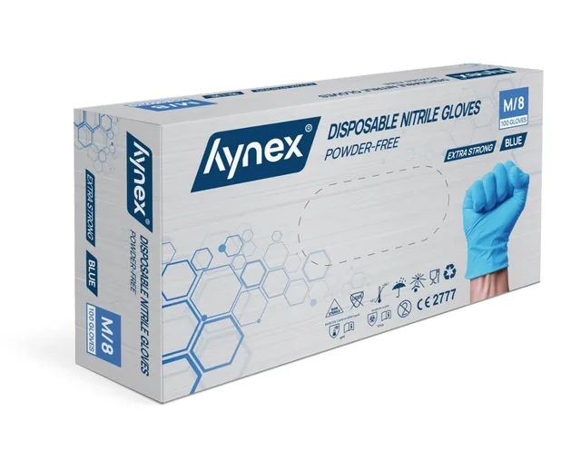 Handschoen Hynex nitril M blauw 5gr 100 stuks