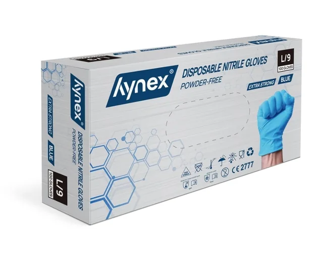 Handschoen Hynex nitril L blauw 5gr 100 stuks