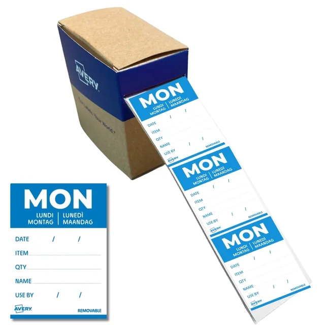 Etiket Avery HACCP maandag-blauw 40x56mm 500st