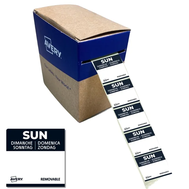 Etiket Avery HACCP zondag-zwart 25x25mm 1000st